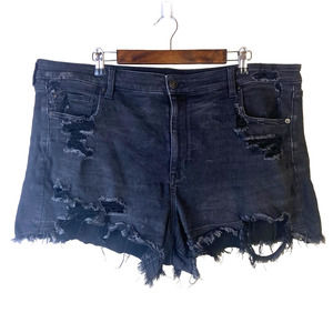 American Eagle Plus Size 22 High Rise Stretch Distressed Black Cut Off Shorts